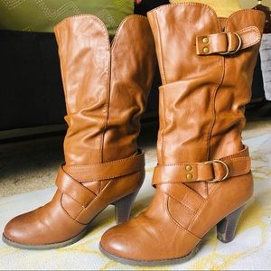 Aldo Tan Medium Heel Boots